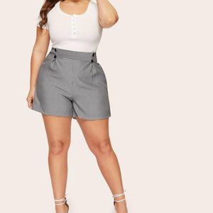 Striped Button Front Detail Shorts